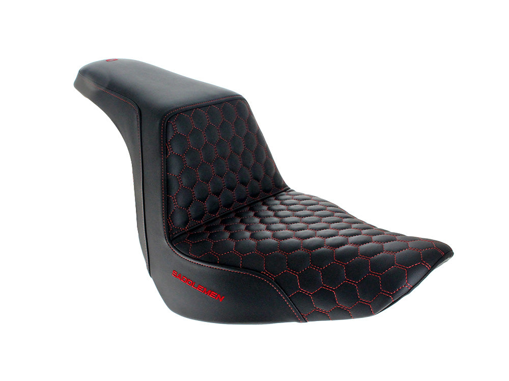 Saddlemen SAD-818-29-17704 Step-Up HC Dual Seat w/Red Honeycomb Stitch for Sport Glide/Low Rider 18-Up/Low Rider S 20-Up/Low Rider ST 22-Up