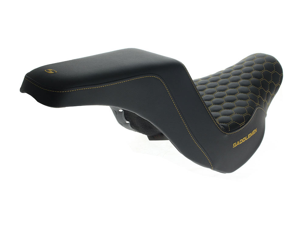 Saddlemen SAD-818-29-17707 Step-Up HC Dual Seat w/Gold Honeycomb Stitch for Sport Glide/Low Rider 18-Up/Low Rider S 20-Up/Low Rider ST 22-Up