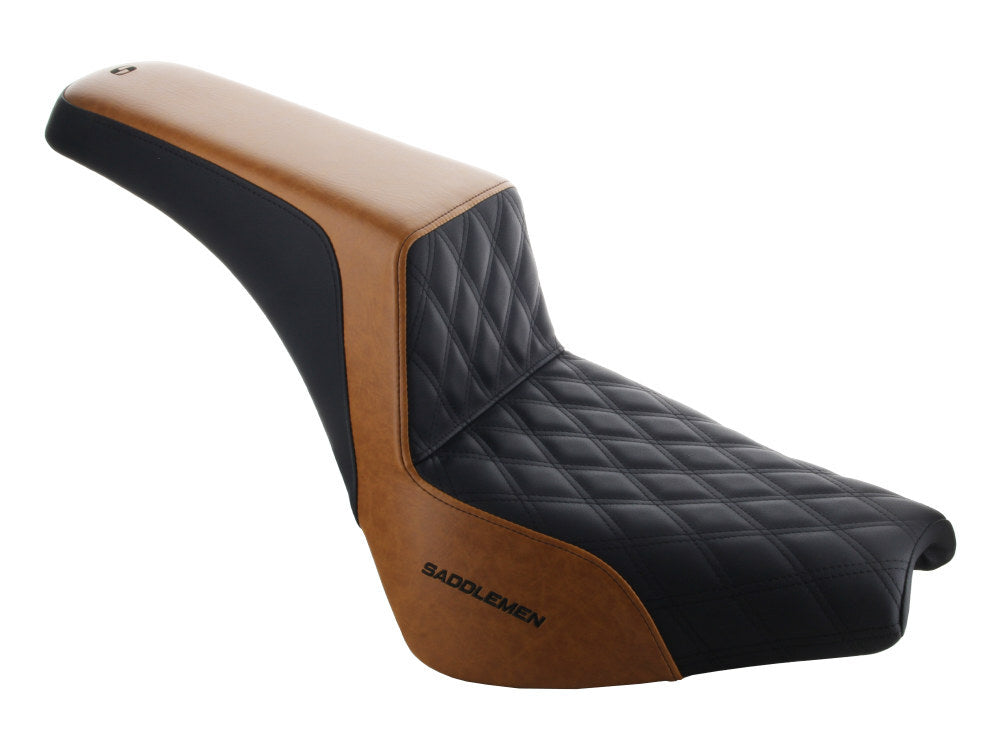 Saddlemen SAD-818-30-172COR Custom Black/Brown Step-Up LS Dual Seat w/Black Double Diamond Lattice Stitch for Harley-Davidson Softail Street Bob 18-Up/Standard 20-Up