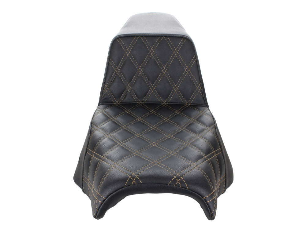 Saddlemen SAD-818-30-172GO Step-Up LS Dual Seat w/Gold Double Diamond Lattice Stitch for Harley-Davidson Softail Street Bob 18-Up/Standard 20-Up