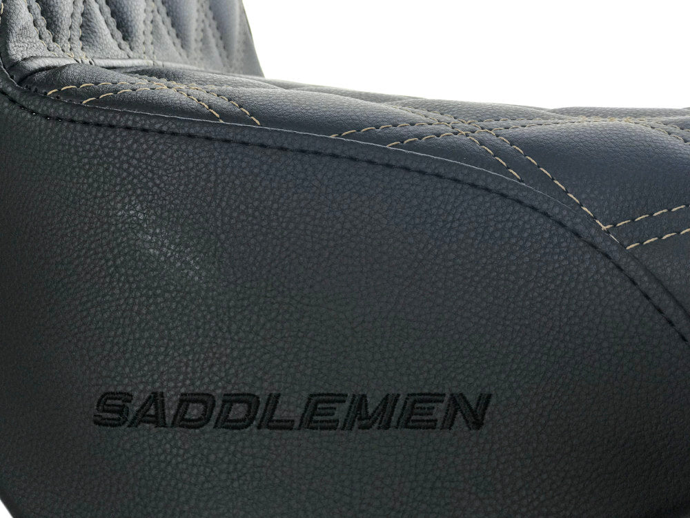 Saddlemen SAD-818-30-172GO Step-Up LS Dual Seat w/Gold Double Diamond Lattice Stitch for Harley-Davidson Softail Street Bob 18-Up/Standard 20-Up