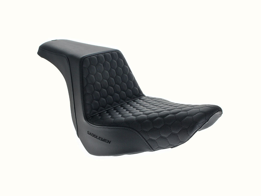 Saddlemen SAD-818-30-177 Step-Up HC Dual Seat w/Black Honeycomb Stitch for Harley-Davidson Softail Street Bob 18-Up/Standard 20-Up