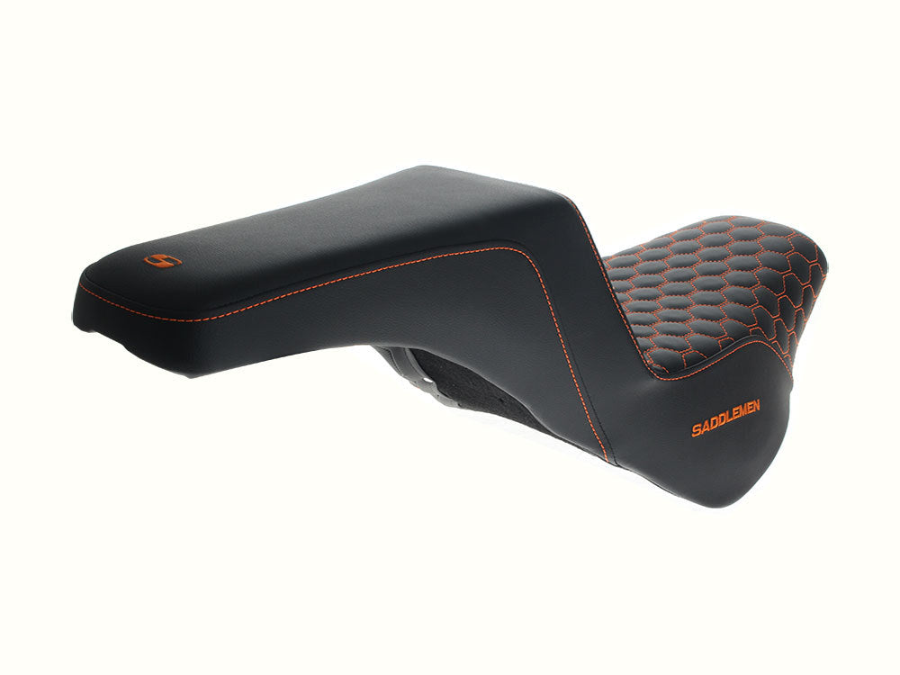 Saddlemen SAD-818-30-177OR Step-Up HC Dual Seat w/Orange Honeycomb Stitch for Harley-Davidson Softail Street Bob 18-Up/Standard 20-Up