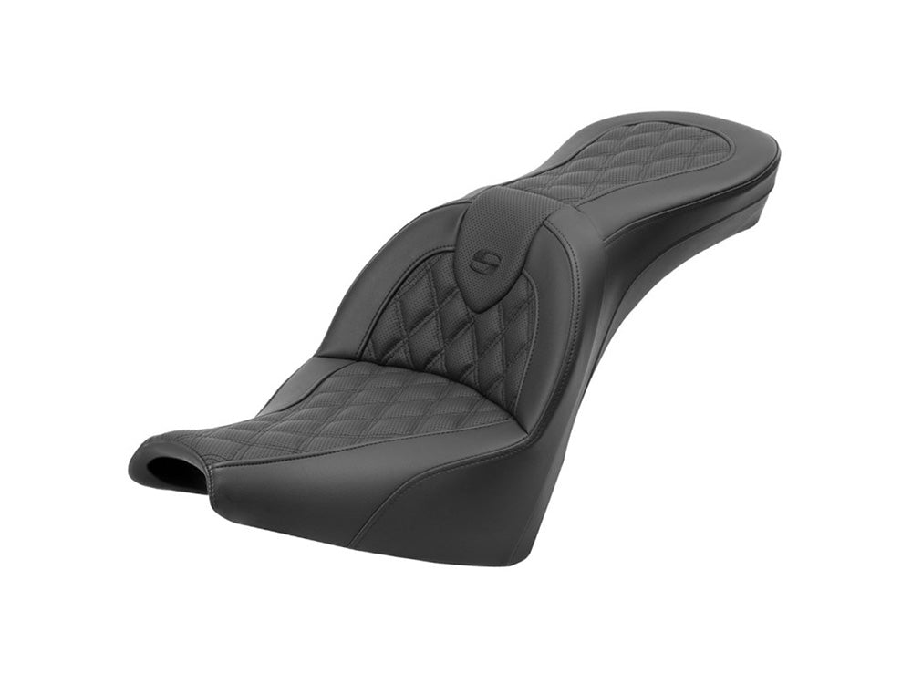 Saddlemen SAD-818-30-182 Roadsofa LS Dual Seat w/Black Double Diamond Lattice Stitch for Harley-Davidson Softail Street Bob 18-Up/Standard 20-24