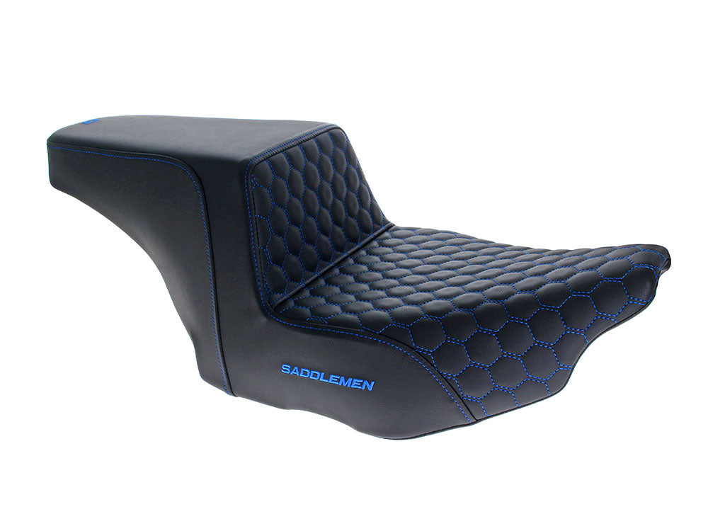 Saddlemen SAD-823-07-17701 Step-Up HC Dual Seat w/Blue Honeycomb Stitch for Harley-Davidson CVO Touring 23-Up/Street Glide/Road Glide 24-Up/Touring 25-Up