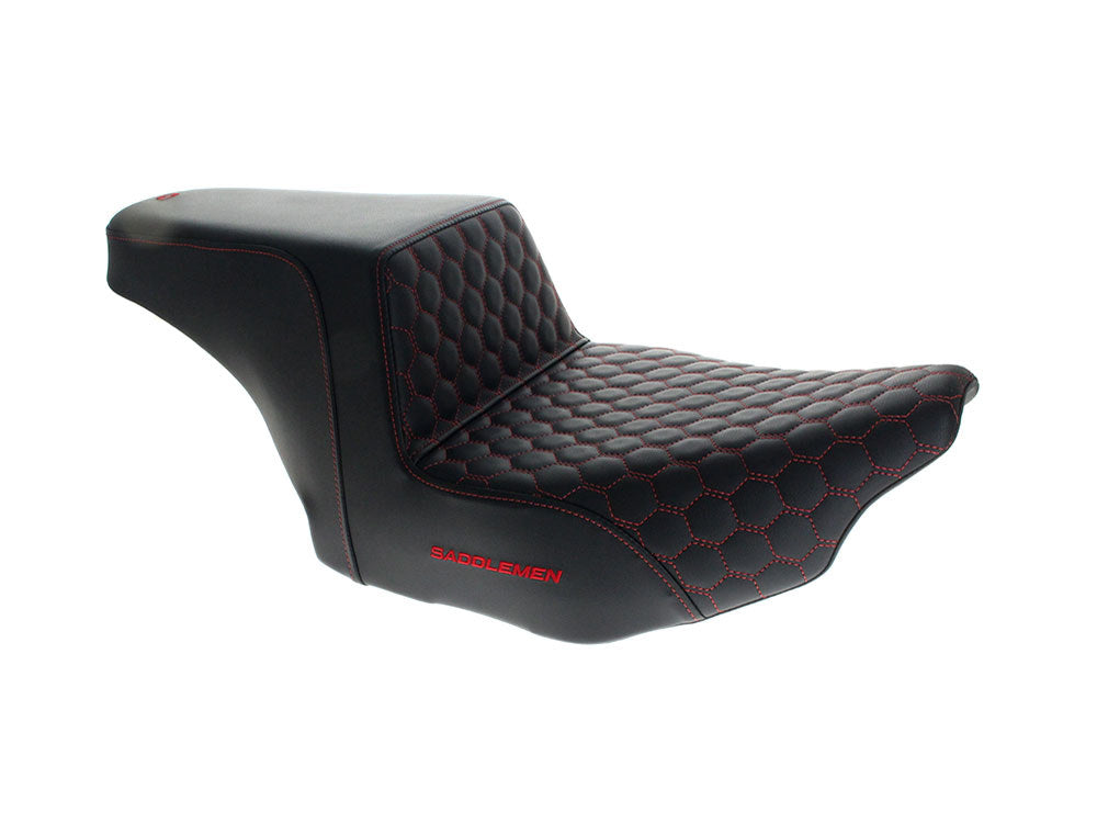 Saddlemen SAD-823-07-17704 Step-Up HC Dual Seat w/Red Honeycomb Stitch for Harley-Davidson CVO Touring 23-Up/Street Glide/Road Glide 24-Up/Touring 25-Up