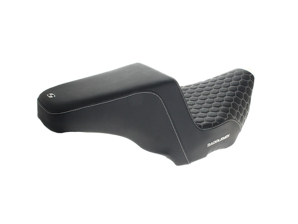Saddlemen SAD-823-07-17706 Step-Up HC Dual Seat w/White Honeycomb Stitch for Harley-Davidson CVO Touring 23-Up/Street Glide/Road Glide 24-Up/Touring 25-Up