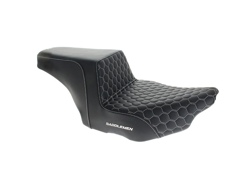 Saddlemen SAD-823-07-17706 Step-Up HC Dual Seat w/White Honeycomb Stitch for Harley-Davidson CVO Touring 23-Up/Street Glide/Road Glide 24-Up/Touring 25-Up