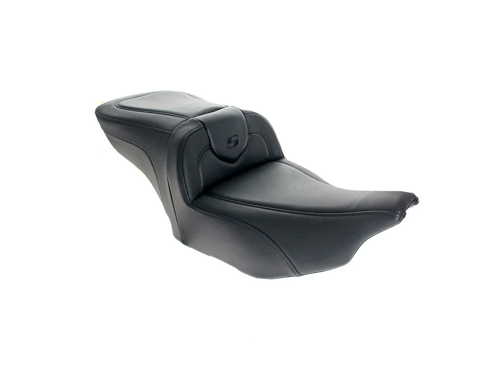 Saddlemen SAD-823-07-185B0 Roadsofa CF Dual Seat w/Backrest & Carbon Fiber Weave for Harley-Davidson CVO Touring 23-Up/Street Glide/Road Glide 24-Up/Touring 25-Up