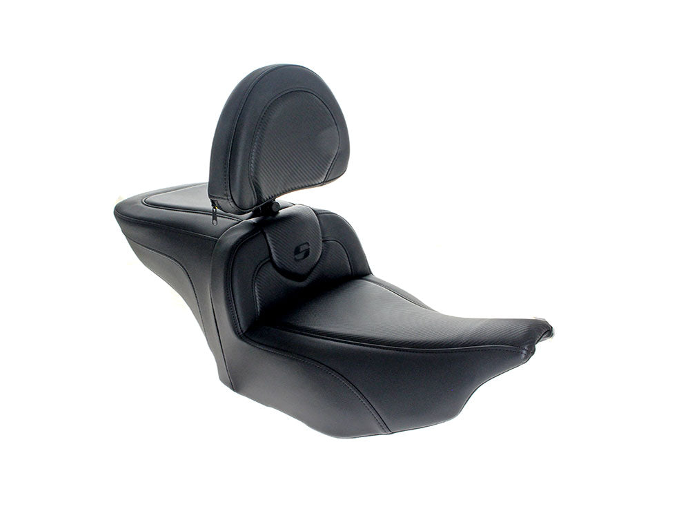 Saddlemen SAD-823-07-185B0 Roadsofa CF Dual Seat w/Backrest & Carbon Fiber Weave for Harley-Davidson CVO Touring 23-Up/Street Glide/Road Glide 24-Up/Touring 25-Up