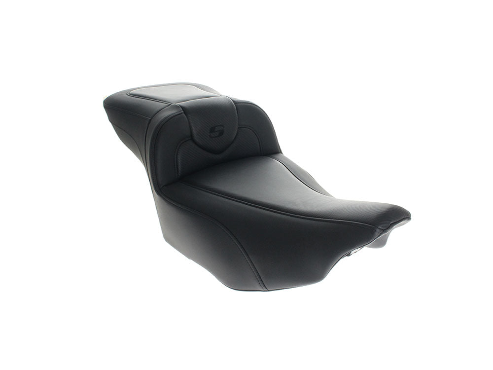 Saddlemen SAD-823-07-186B0 Extended Roadsofa CF Dual Seat w/Backrest & Carbon Fiber Weave for Harley-Davidson CVO Touring 23-Up/Street Glide/Road Glide 24-Up/Touring 25-Up