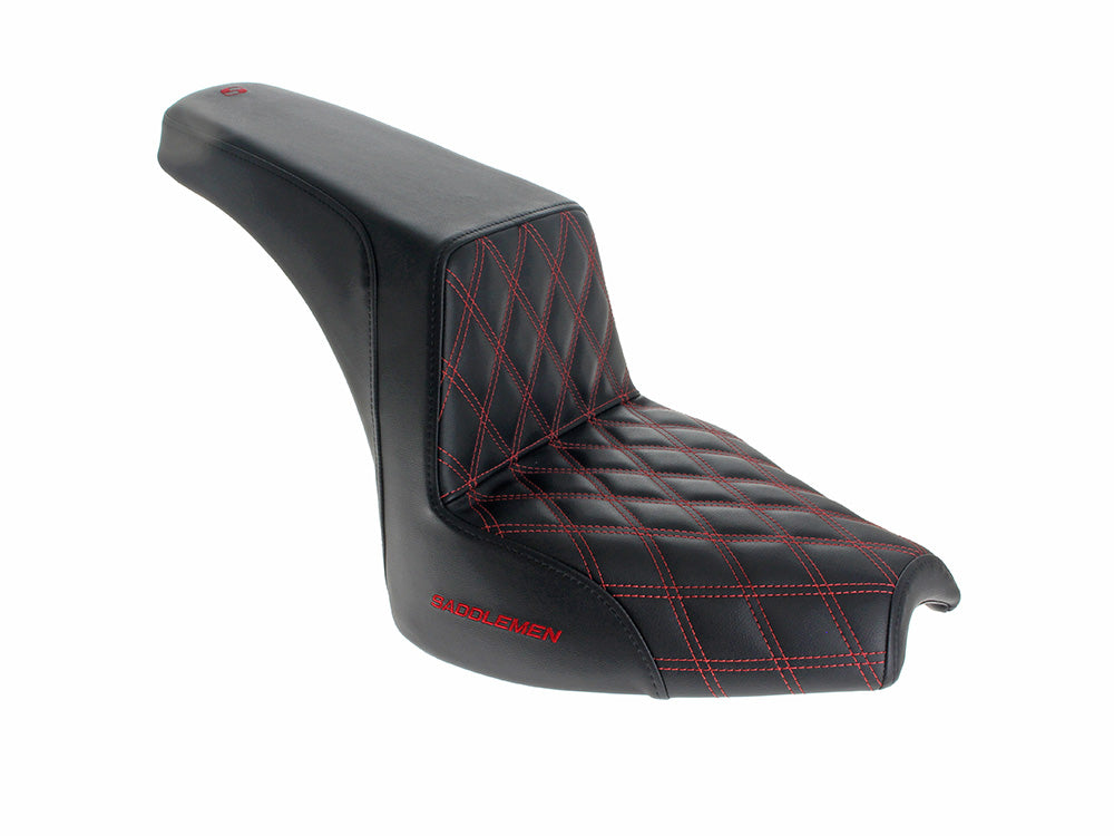 Saddlemen SAD-I21-04-172RD Step-Up LS Dual Seat w/Red Double Diamond Lattice Stitch for Indian Cruiser 22-Up