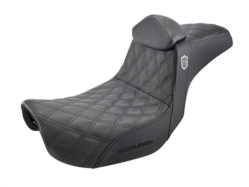 Saddlemen SAD-SC80604DB0 Pro Series San Diego Customs Performance Gripper Dual Seat w/Backrest & Black Stitch for Harley-Davidson Dyna 06-17