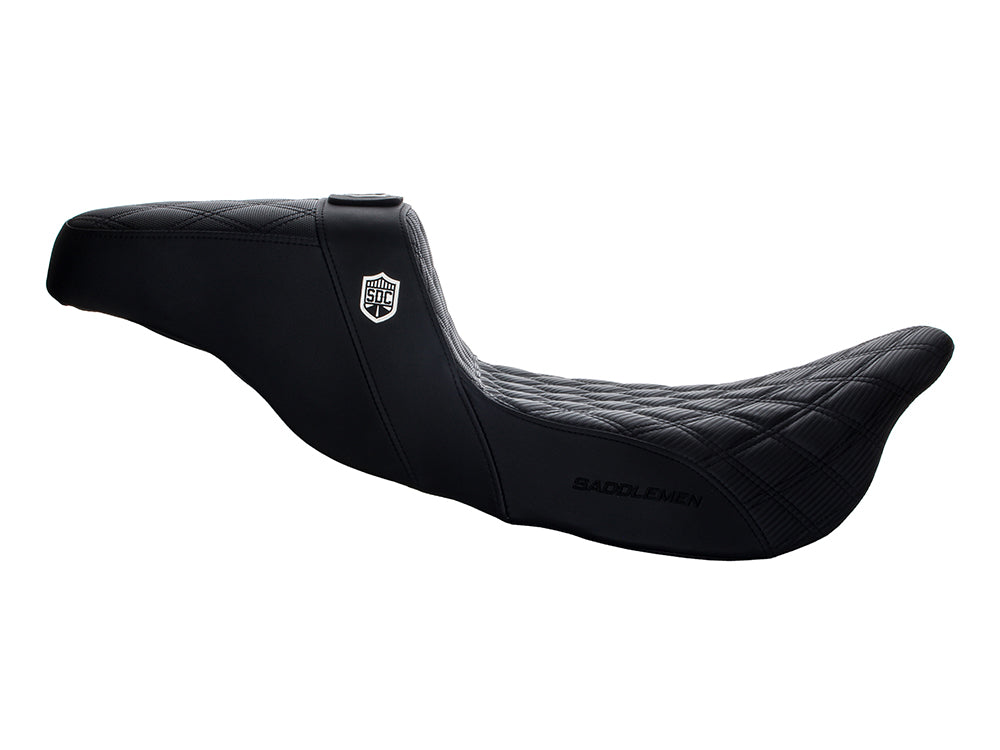 Saddlemen SAD-SC80807DB0 Step-Up San Diego Customs Pro Series Gripper Dual Seat w/Backrest for most Harley-Davidson Touring 08-24