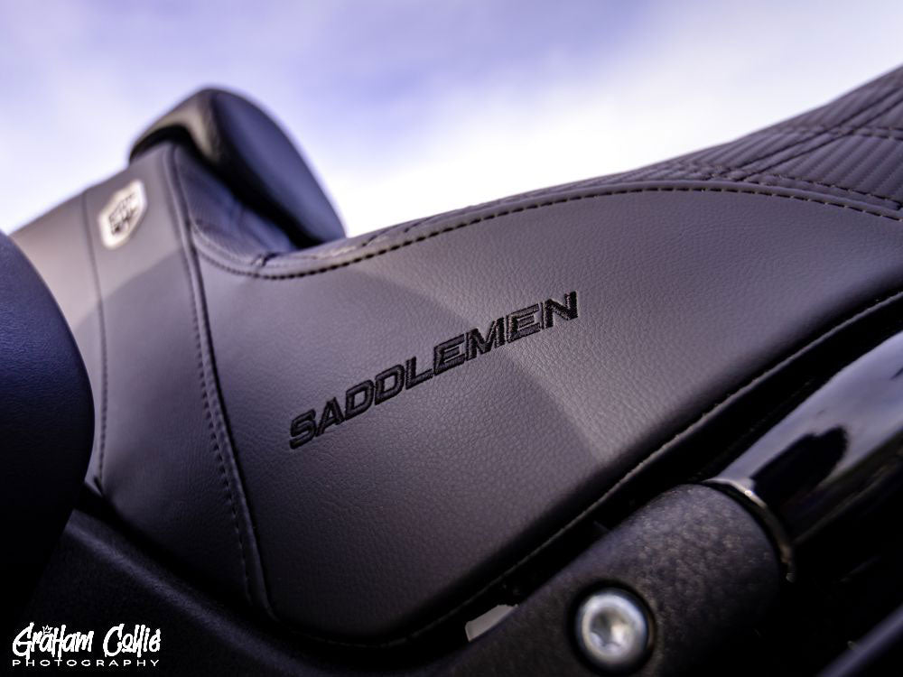 Saddlemen SAD-SC81829DB0 Pro Series San Diego Customs Performance Gripper Dual Seat w/Backrest & Black Stitch for Harley-Davidson Sport Glide/Low Rider 18-Up/Low Rider S 20-Up/Low Rider ST 22-Up