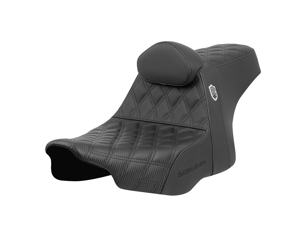 Saddlemen SAD-SC82307DB0 San Diego Customs Pro Series Gripper Dual Seat w/Backrest for Harley-Davidson CVO Touring 23-Up/Street Glide/Road Glide 24-Up/Touring 25-Up