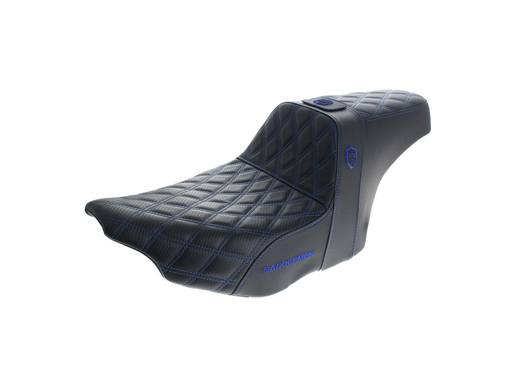 Saddlemen SAD-SC82307DB1 San Diego Customs Pro Series Gripper Dual Seat w/Backrest & Blue Stitch for Harley-Davidson CVO Touring 23-Up/Street Glide/Road Glide 24-Up/Touring 25-Up