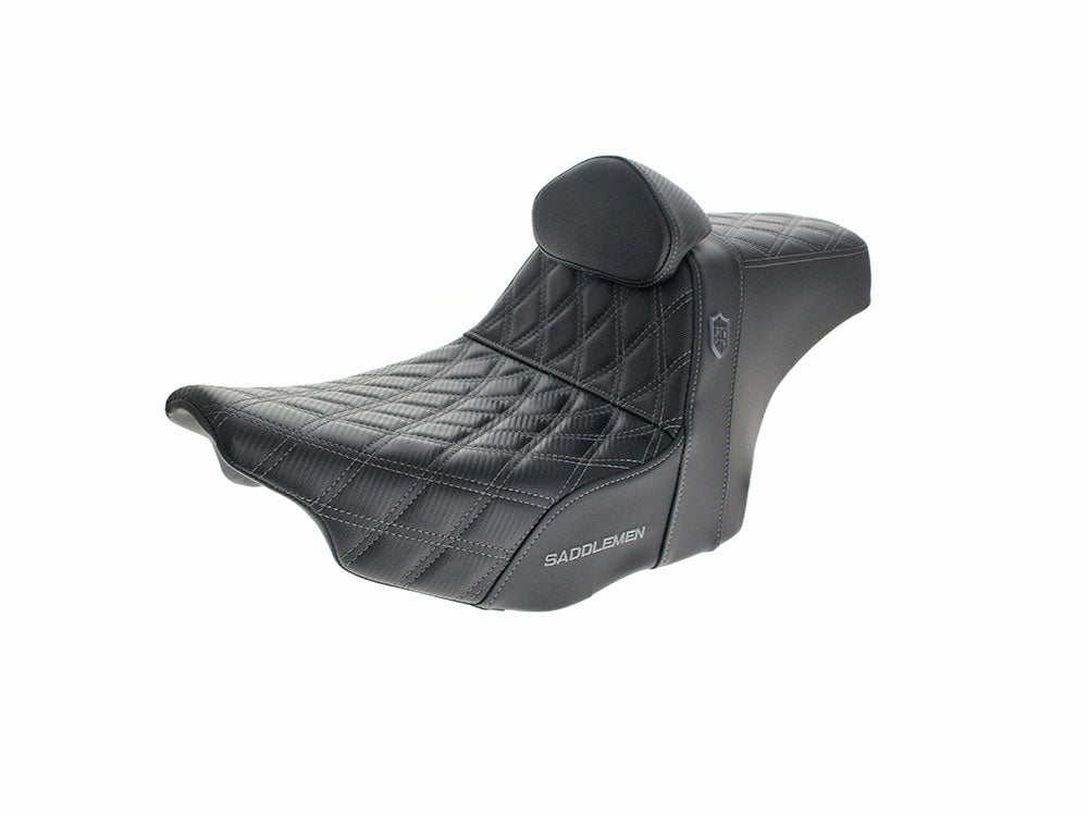Saddlemen SAD-SC82307DB2 San Diego Customs Pro Series Gripper Dual Seat w/Backrest & Grey Stitch for Harley-Davidson CVO Touring 23-Up/Street Glide/Road Glide 24-Up/Touring 25-Up