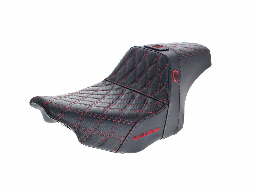 Saddlemen SAD-SC82307DB4 San Diego Customs Pro Series Gripper Dual Seat w/Backrest & Red Stitch for Harley-Davidson CVO Touring 23-Up/Street Glide/Road Glide 24-Up/Touring 25-Up