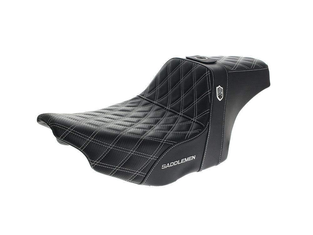 Saddlemen SAD-SC82307DB6 Step-Up San Diego Customs Pro Series Gripper Dual Seat w/Backrest & White Stitch for Harley-Davidson CVO Touring 23-Up/Street Glide/Road Glide 24-Up/Touring 25-Up