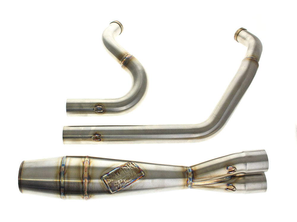 Sawicki Speed SAW-930-01077 Shorty 2-1 Exhaust w/Welded End Cap Stainless for Softail 86-17