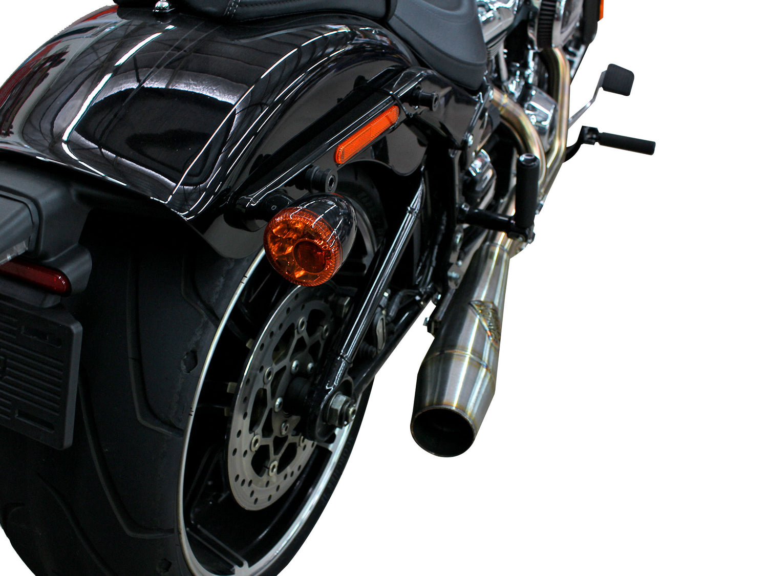 Sawicki Speed SAW-930-01272 Mid Length 2-1 Exhaust w/Welded End Cap Stainless for Softail 18-Up w/240 Rear Tyre