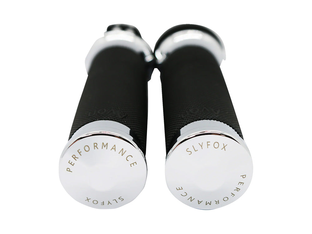 Slyfox Performance SF-0630-3083 Handgrips Chrome for Harley-Davidson w/Throttle Cable