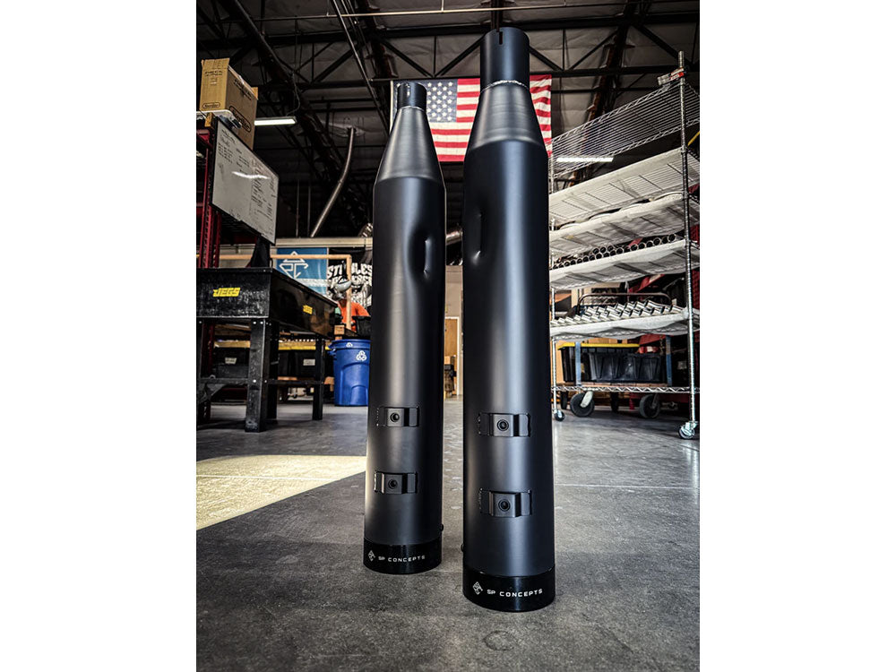 SP Concepts SPC-2-007-B 4-1/2" Street Pro Slip-On Mufflers Black w/Black End Caps for Harley-Davidson Touring 17-23 Models