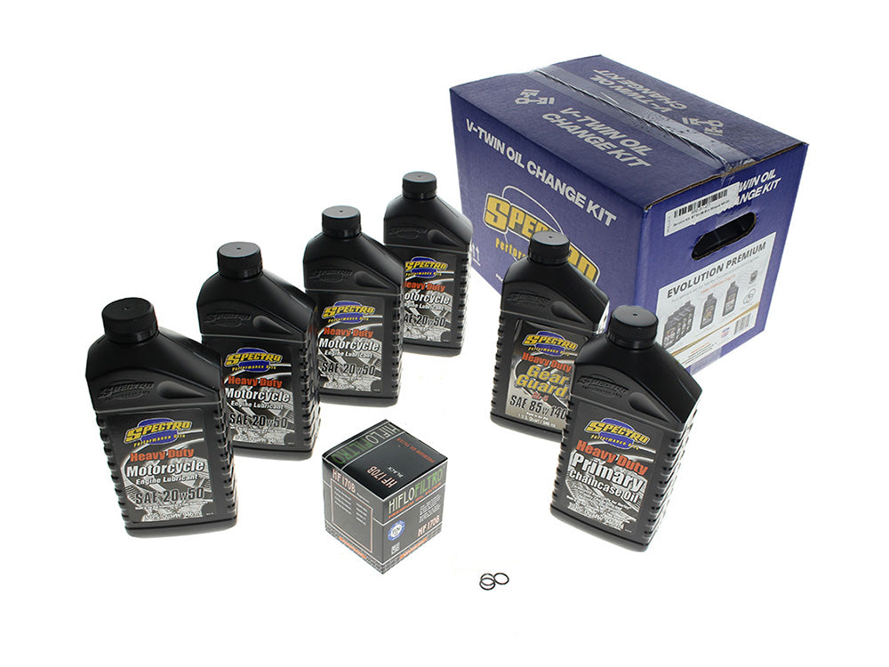 Spectro Performance Oil SPE-311477 Oil Change Service Kit w/Premium Heavy Duty Engine Oil for Harley-Davidson Evolution Big Twin 84-99