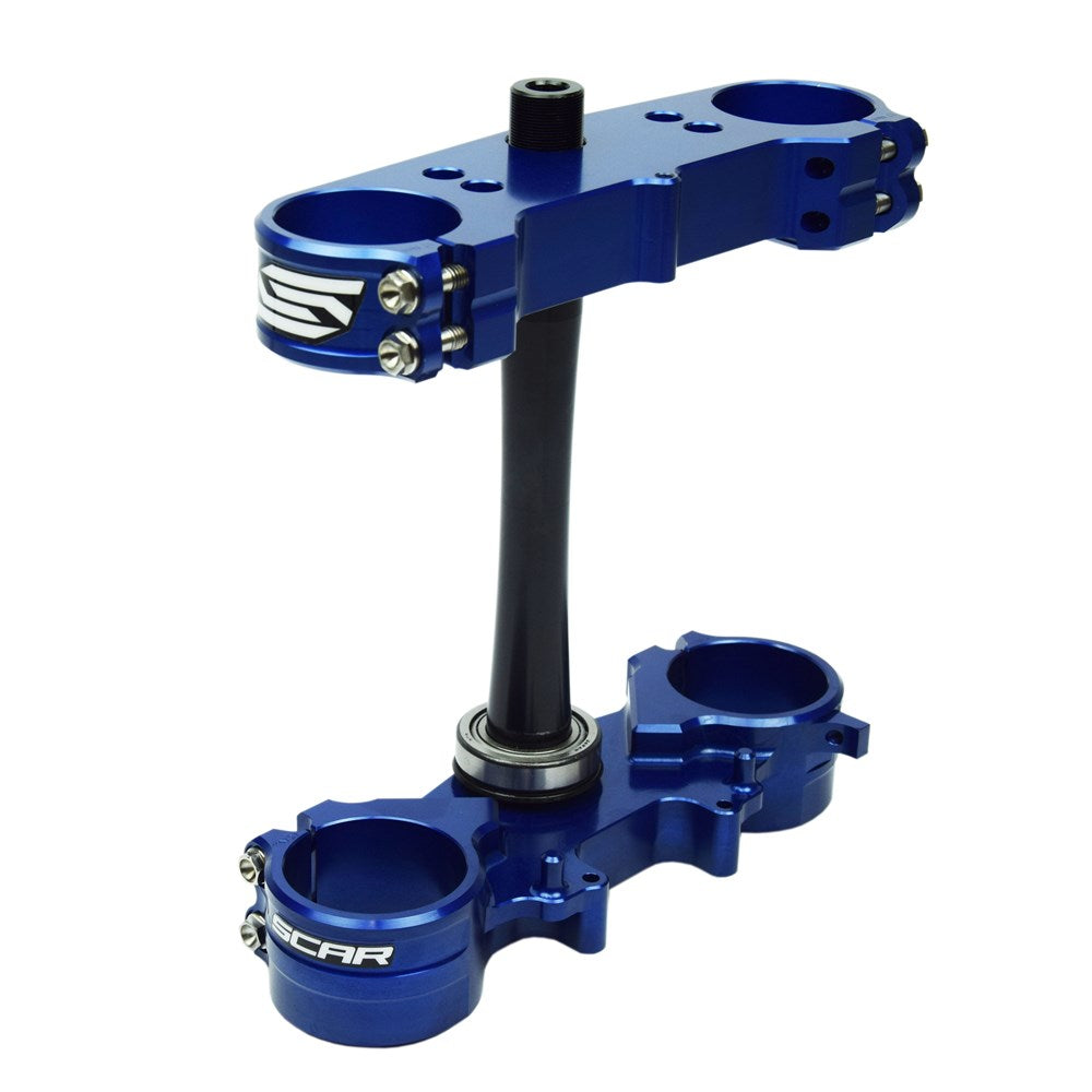 Scar S1424 Triple Clamps Blue (22mm Offset) for Yamaha YZ250F 12-25/YZ450F 10-25/YZ250FX 2025/YZ450FX 24-25/WR250F 20-25/WR450F 19-25