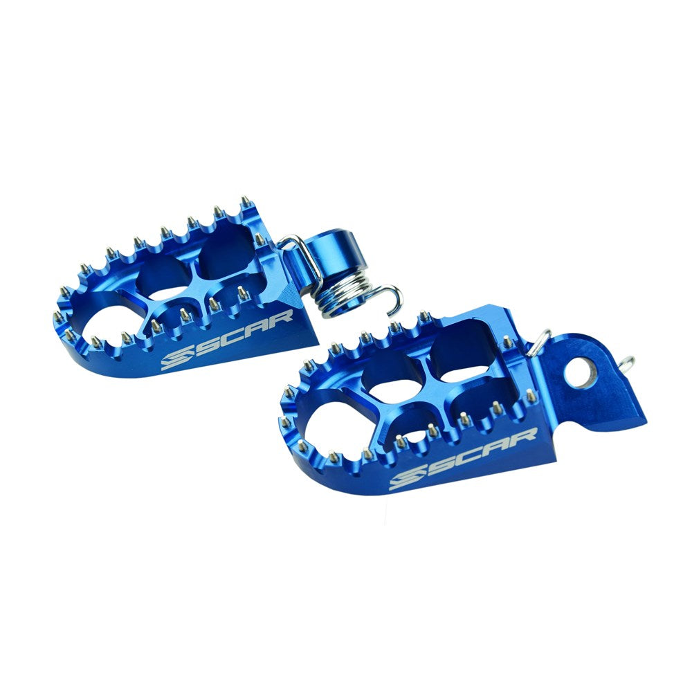 Scar S5510B Evo Footpegs Blue for Beta 05-19/Gas Gas 21-24/Husaberg 08-14/Husqvarna 14-24/KTM 98-23/Sherco 08-25 Models