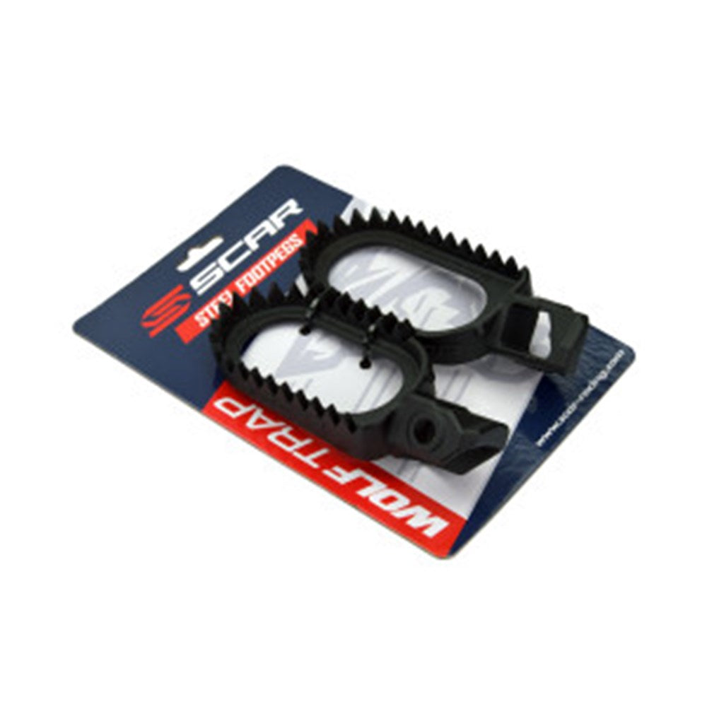 Scar SF5818 Steel Wolf Trap Footpegs Black for KTM 23-25/Husqvarna 23-25/Gas Gas 24-25 Models