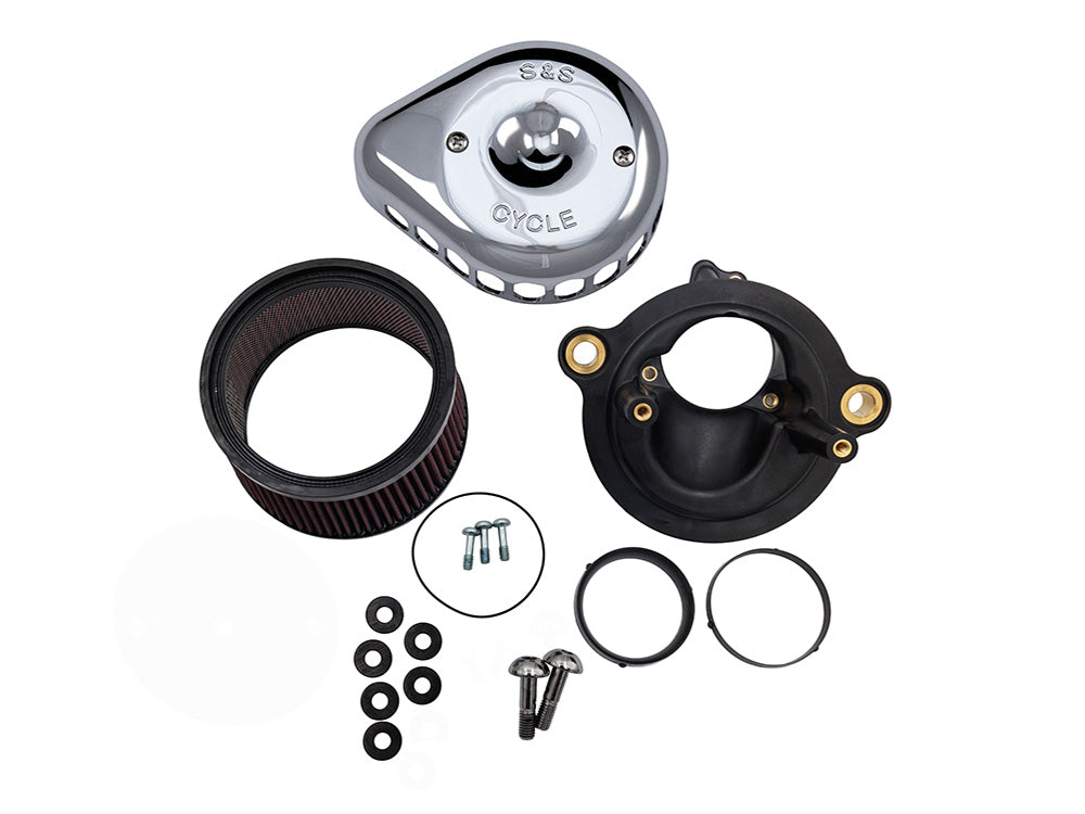 S&S Cycle SS170-0935 +1" Mini Teardrop Air Cleaner Kit Chrome for Harley-Davidson CVO Touring 23-Up/Street Glide/Road Glide 24-Up/Touring 25-Up/Softail 25-Up w/Stock 58mm/SE 64mm/SE 68mm Throttle Body