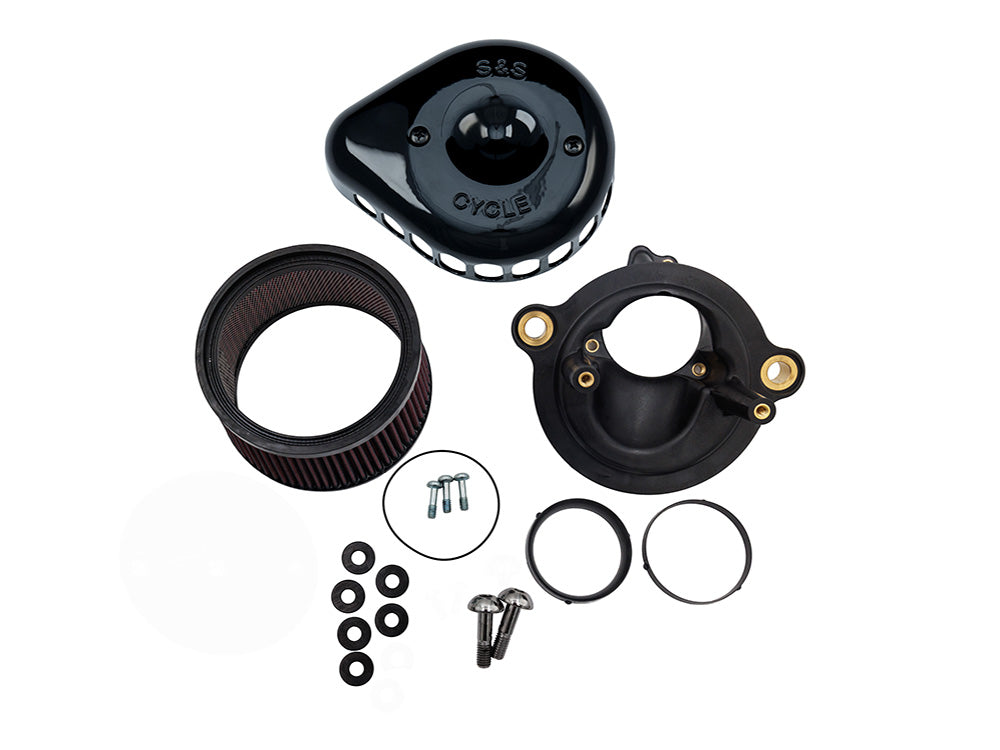 S&S Cycle SS170-0936 +1" Mini Teardrop Air Cleaner Kit Gloss Black for Harley-Davidson CVO Touring 23-Up/Street Glide/Road Glide 24-Up/Touring 25-Up/Softail 25-Up w/Stock 58mm/SE 64mm/SE 68mm Throttle Body