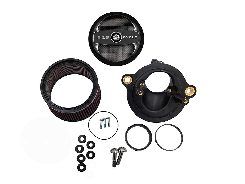 S&S Cycle SS170-0939 +1" Stealth Air Cleaner Kit w/Air 1 Face Plate Black for Harley-Davidson CVO Touring 23-Up/Street Glide/Road Glide 24-Up/Touring 25-Up/Softail 25-Up w/Stock 58mm/SE 64mm/SE 68mm Throttle Body