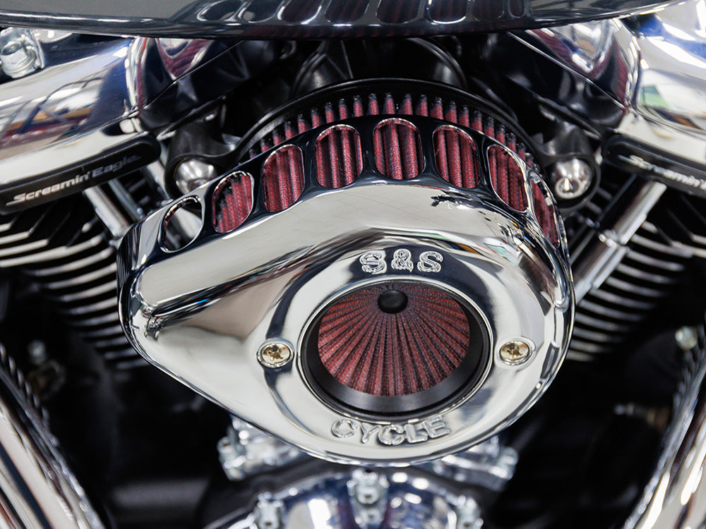 S&S Cycle SS170-0941 +1" Air Stinger Stealth Teardrop Air Cleaner Kit Chrome for Harley-Davidson CVO Touring 23-Up/Street Glide/Road Glide 24-Up/Touring 25-Up/Softail 25-Up w/Stock 58mm/SE 64mm/SE 68mm Throttle Body