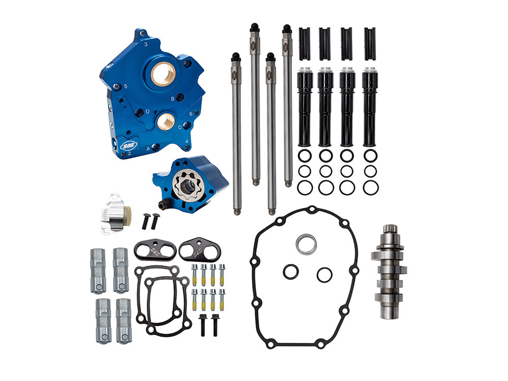 S&S Cycle SS310-1451 Cam Chest Kit w/HPT542 Chain Drive Camshaft & Black Pushrod Covers for Harley-Davidson Gen 2 Milwaukee-Eight Softail 25-Up w/Oil Cooled Engine