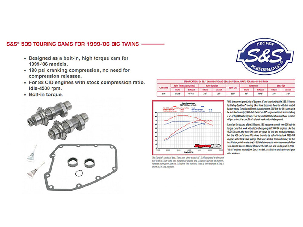 S&S Cycle SS330-0016 509C Chain Drive Camshaft Kit for Twin Cam 00-06