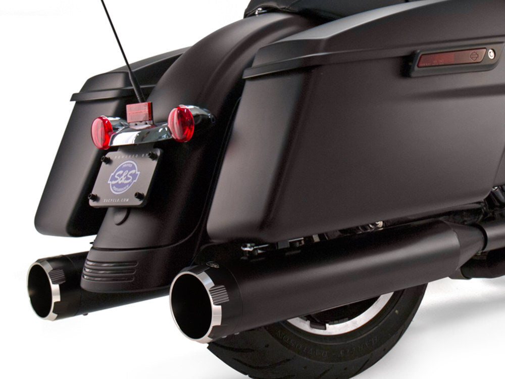 S&S Cycle SS550-0621 Mk45 4.5" Slip-On Mufflers Black w/Black Thruster End Caps for Touring 95-16