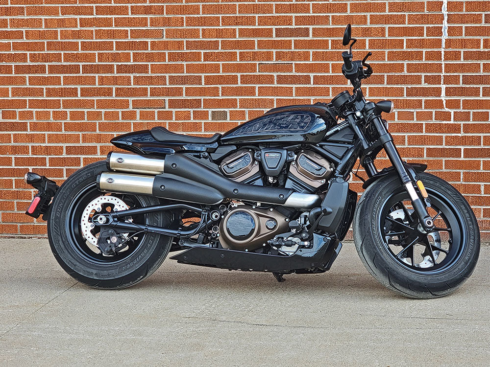 S&S Cycle SS550-1111 4" Grand National Slip-On Mufflers Stainless Steel w/Black End Cap for Sportster S 21-Up