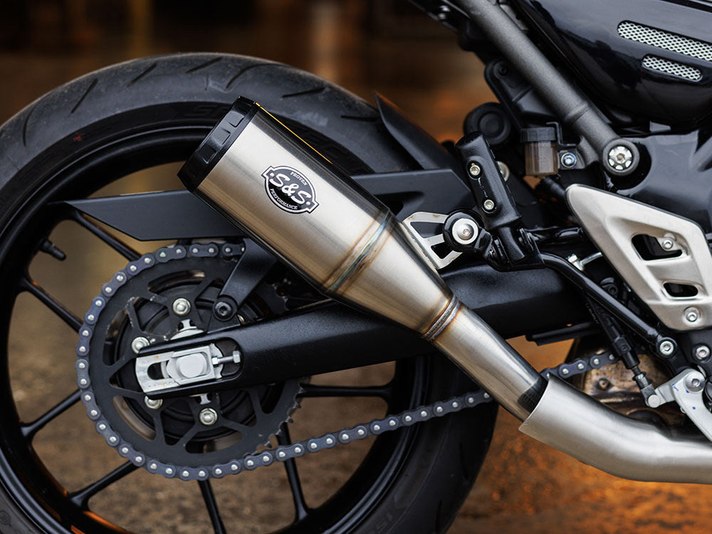 S&S Cycle SS550-1143 4" Grand National Slip-On Muffler Stainless Steel w/Black End Cap for Triumph Speed 400/Scrambler 400X 24-Up