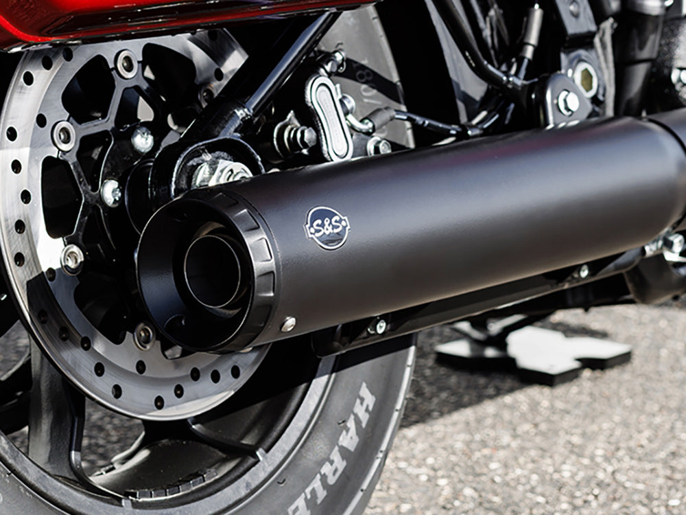 S&S Cycle SS550-1159 Grand National 4" Slip-On Muffler Black w/Black End Cap for Harley-Davidson Softail Street Bob/Low Rider S/Low Rider ST/Heritage 25-Up