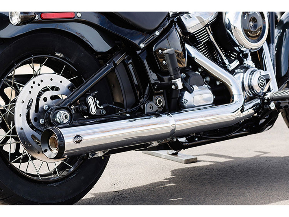 S&S Cycle SS550-1160 Grand National 4" Slip-On Muffler Chrome w/Black End Cap for Harley-Davidson Softail Street Bob/Low Rider S/Low Rider ST/Heritage 25-Up