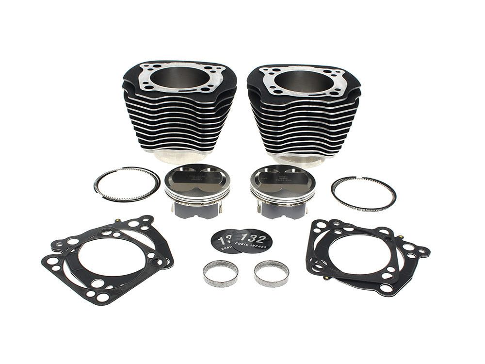 S&S Cycle SS910-0909A 132ci Big Bore Kit w/Highlighted Fins & High Compression Black for Harley-Davidson Milwaukee-Eight 17-Up w/114Ci or 117Ci Engine