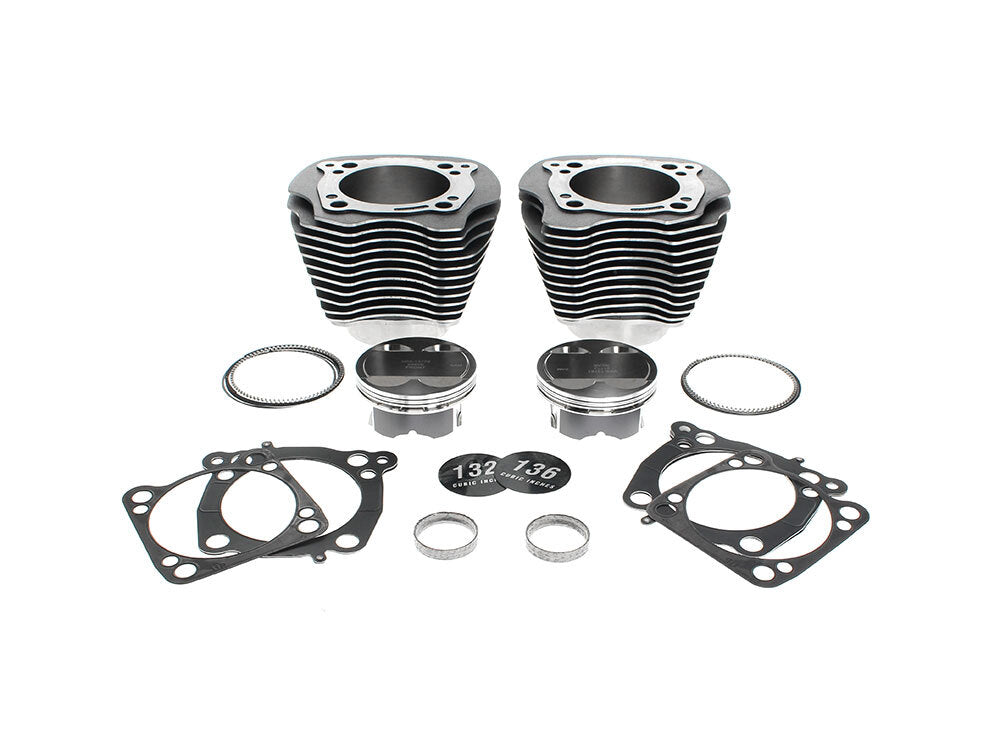 S&S Cycle SS910-1010A 132ci Big Bore Kit w/Highlighted Fins & Mid Level Compression Black Granite for Harley-Davidson CVO Milwaukee-Eight 17-Up w/117Ci Engine