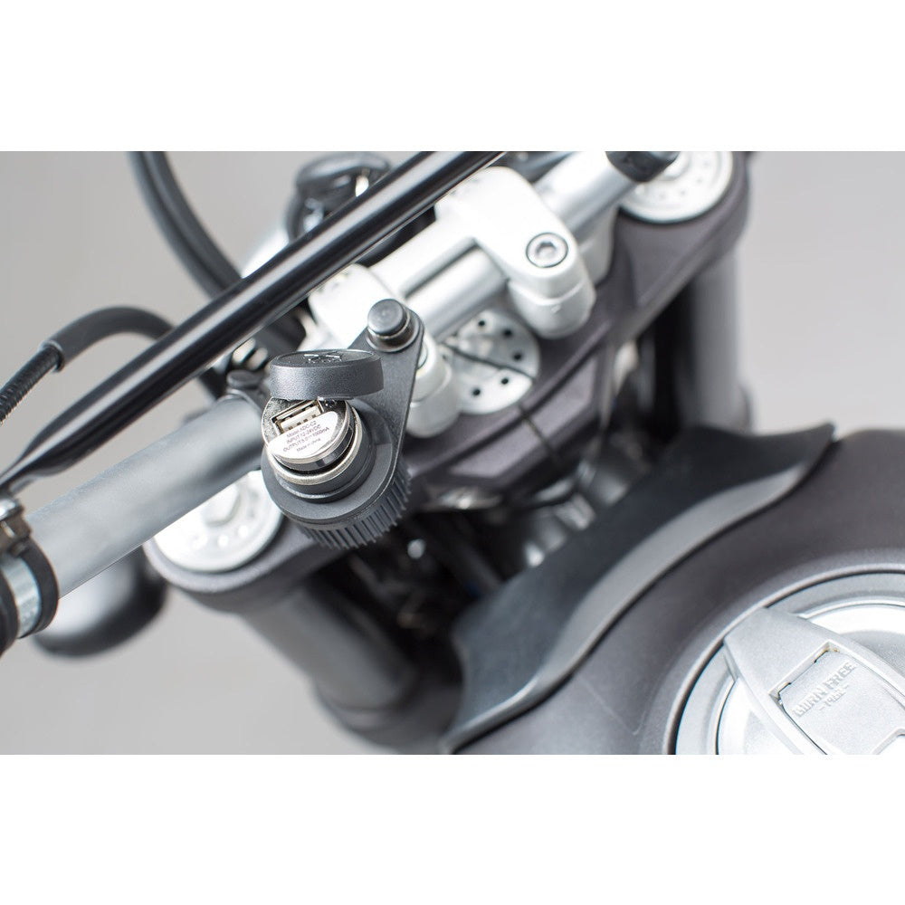 SW-Motech SW-EMA0010720001-B Universal Electric Kit (Includes Cigar Lighter Socket, USB Power Port, Mounting Kit)