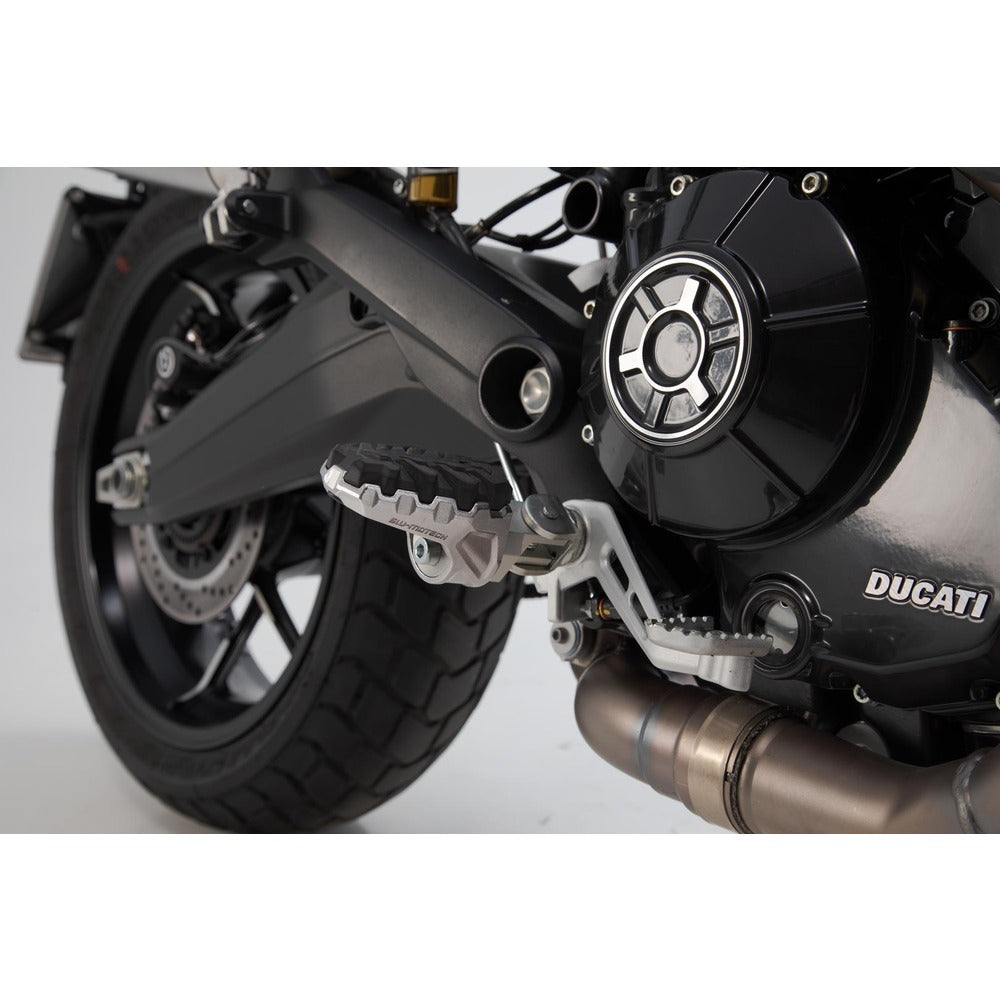 SW-Motech SW-FRS2211210002 EVO Footrest Kit Silver/Black for Benelli TRK 502 X 18-Up/Ducati Scrambler/Hypermotard/Hyperstrada/Multistrada 10-Up Models