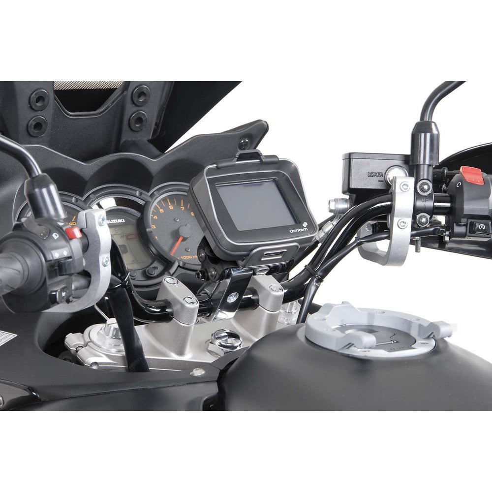 SW-Motech SW-GPS0030810201-S Vibration-Damped GPS Mount Silver with Handlebar Clamp for 28mm Handlebar