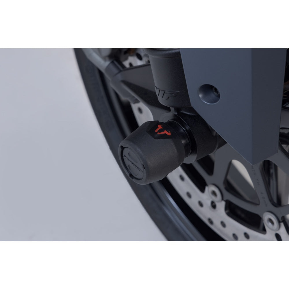 SW-Motech SW-STP0417610501-B Front Axle Slider Set Black for CF Moto 800MT 21-Up/KTM 790 Duke/890 Duke/990 SM R/T/1290 Super Duke/1390 Super Duke Models