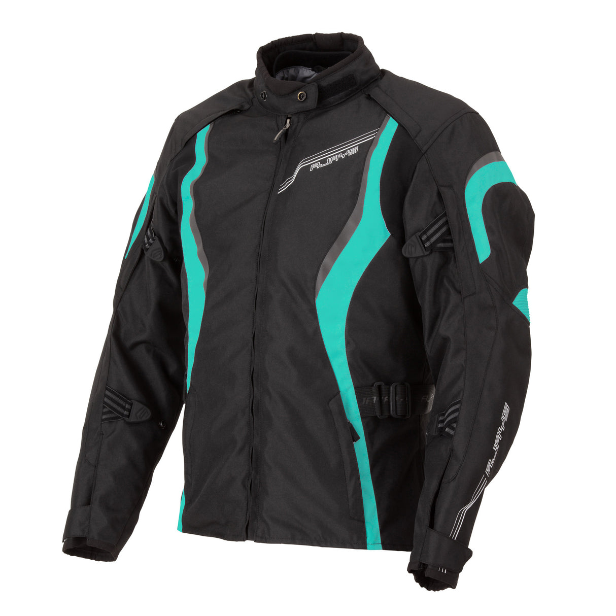 Rjays Athena Black/Aqua Womens Textile Jacket - EasyR